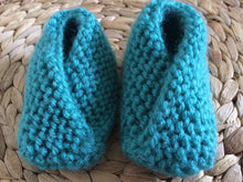 Aqua Kimono-Style Double Knit Baby Booties (100% Acrylic)